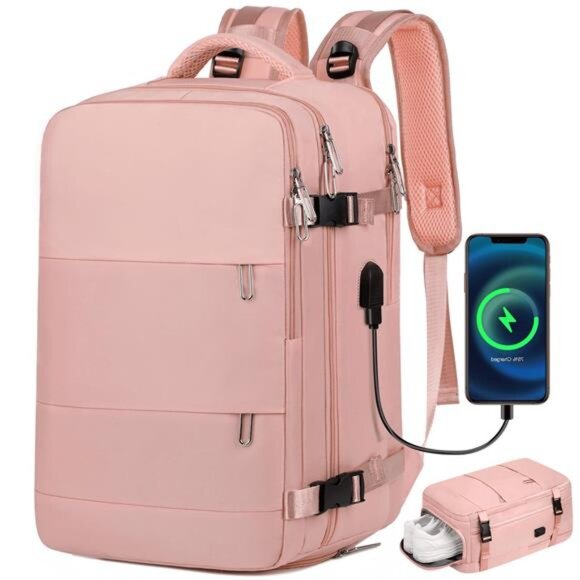 17.7" Travel Backpack with USB Port & Shoe Compartment, TSA-Approved Laptop - Picture 1 of 5
